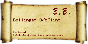 Bollinger Bálint névjegykártya
